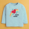 Sky Blue Girls Full Sleeves Cotton T-Shirt & Pyjama Set