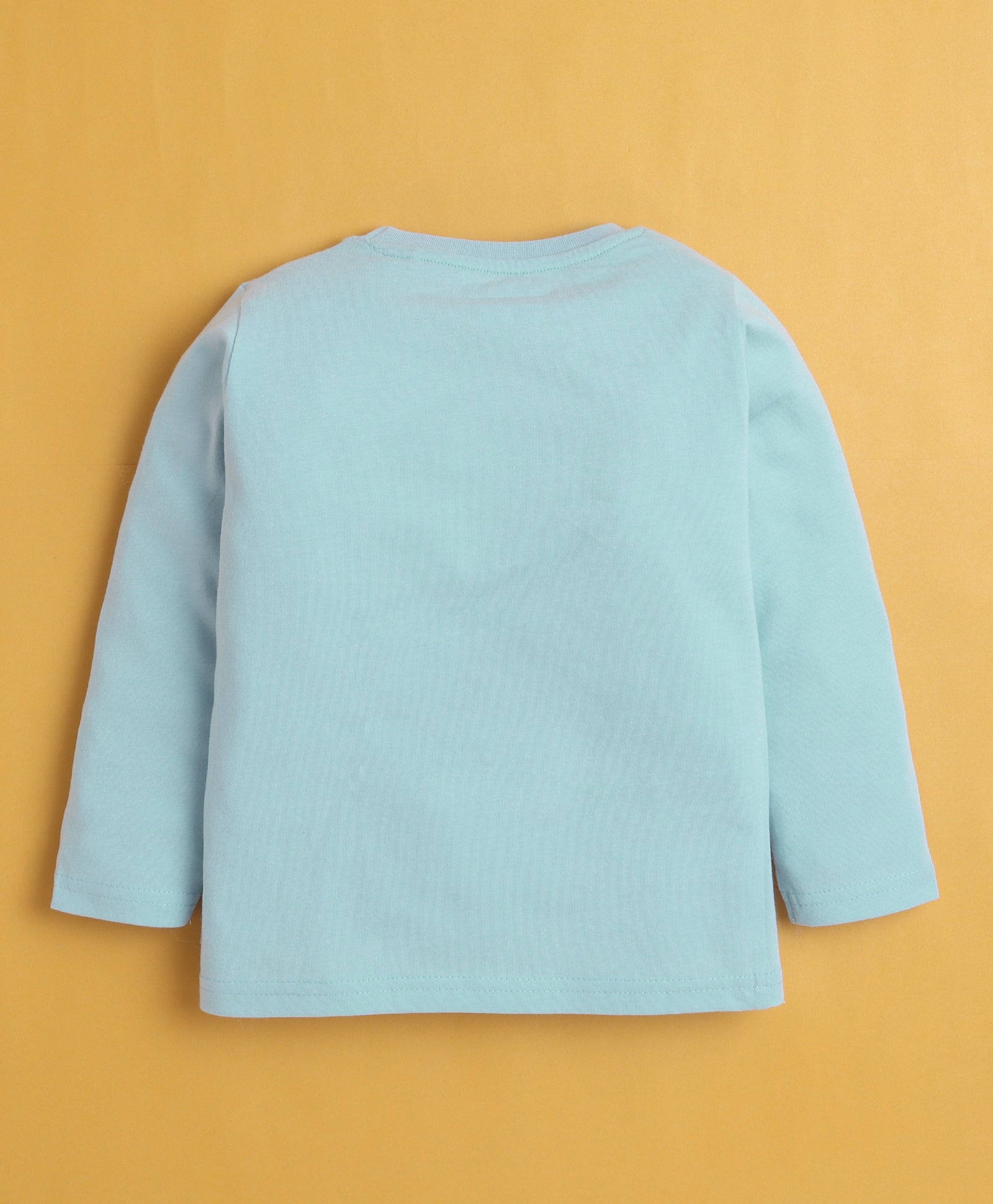 Sky Blue Girls Full Sleeves Cotton T-Shirt & Pyjama Set