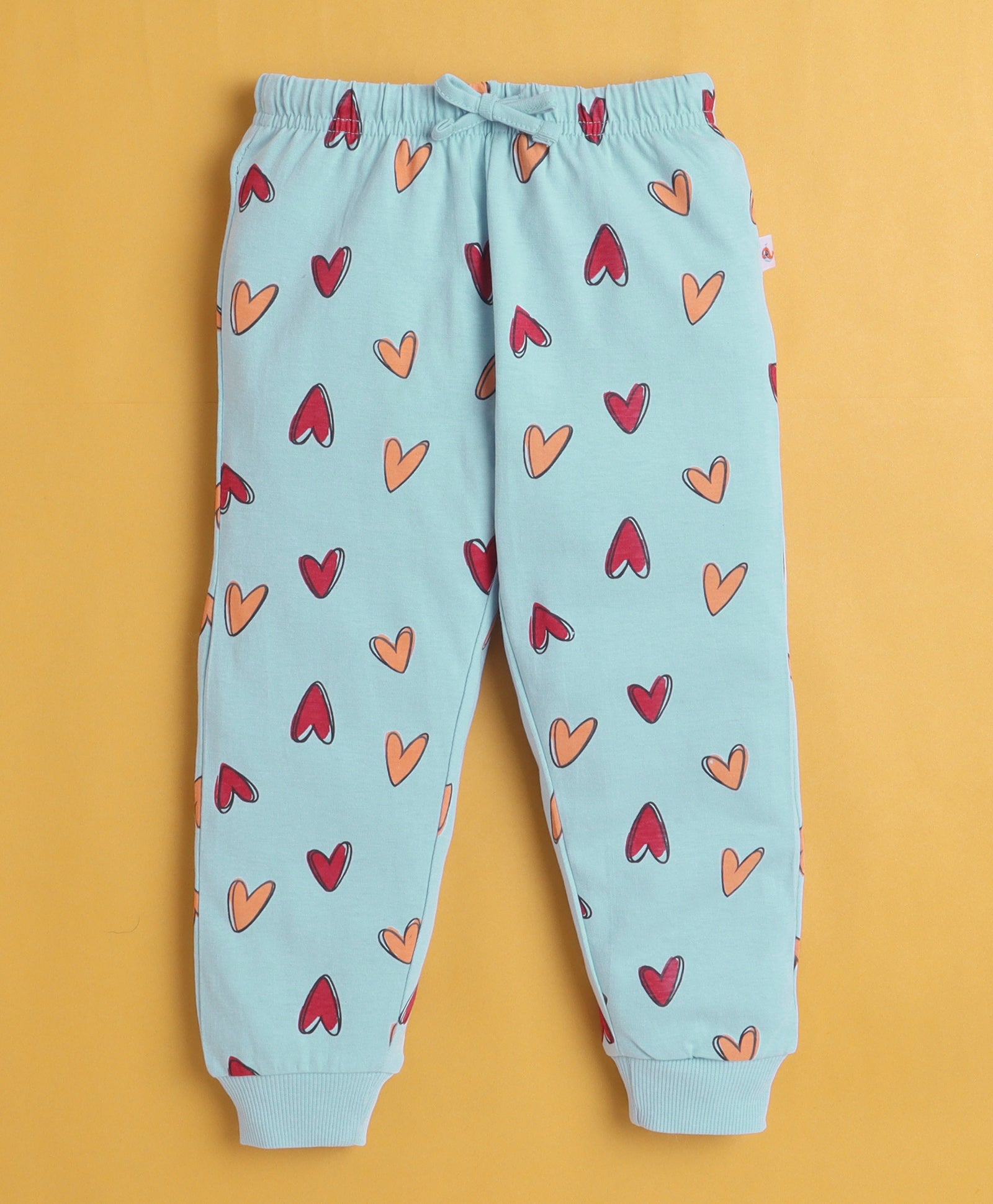 Sky Blue Girls Full Sleeves Cotton T-Shirt & Pyjama Set