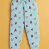 Sky Blue Girls Full Sleeves Cotton T-Shirt & Pyjama Set