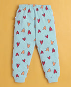 Bumzee Sky Blue Graphic Print T-Shirt & Pyjama Set, Full Sleeves, 100% Cotton (Style Peb10885)