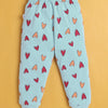 Sky Blue Girls Full Sleeves Cotton T-Shirt & Pyjama Set