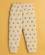 Bumzee Beige Floral Print T-Shirt & Pyjama Set, Full Sleeves, 100% Cotton