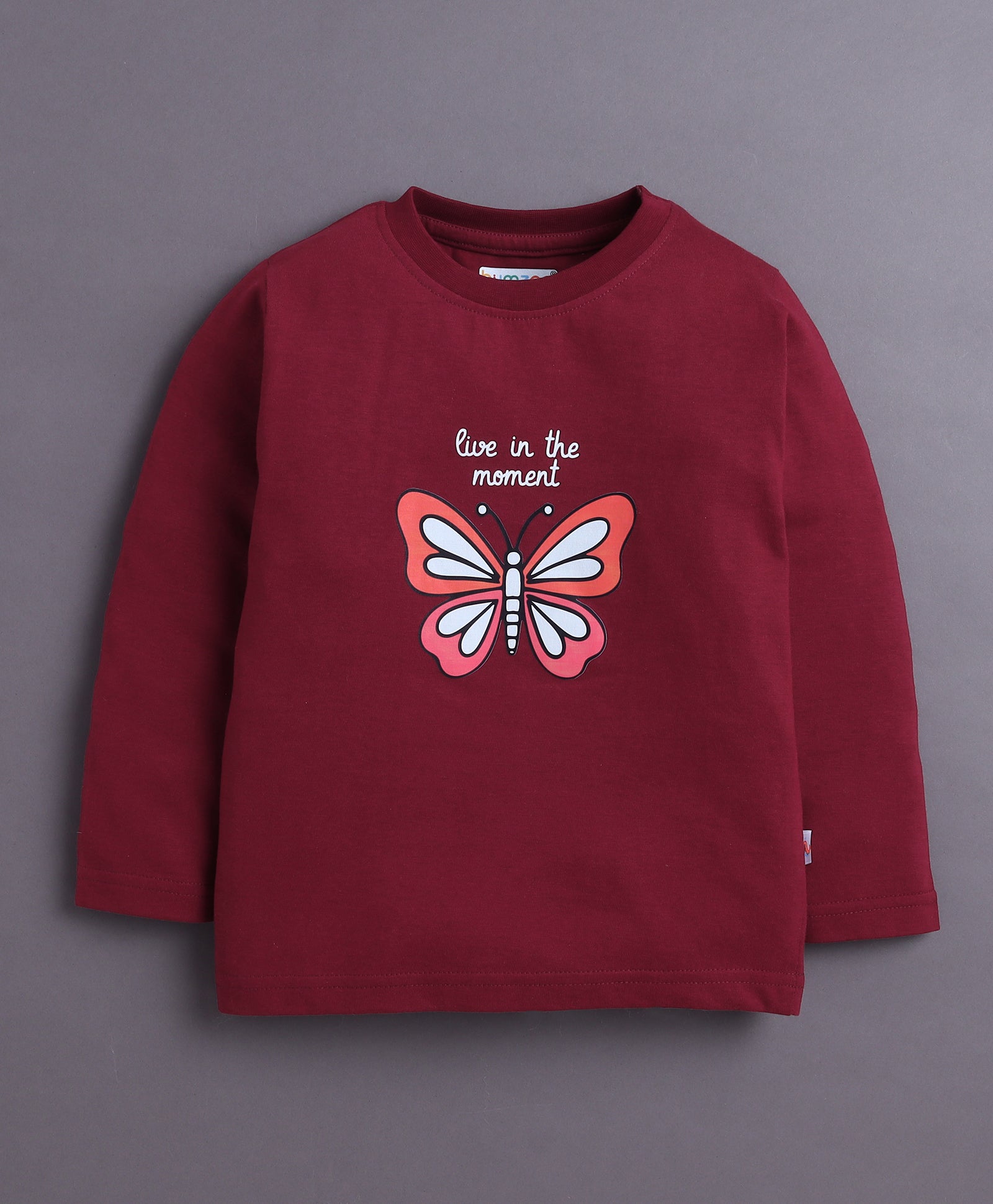 Wine Girls Full Sleeves Cotton T-Shirt & Pyjama Set