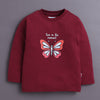 Wine Girls Full Sleeves Cotton T-Shirt & Pyjama Set
