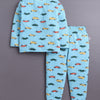 Sky Blue Boys Full Sleeves Cotton T-Shirt & Pyjama Set