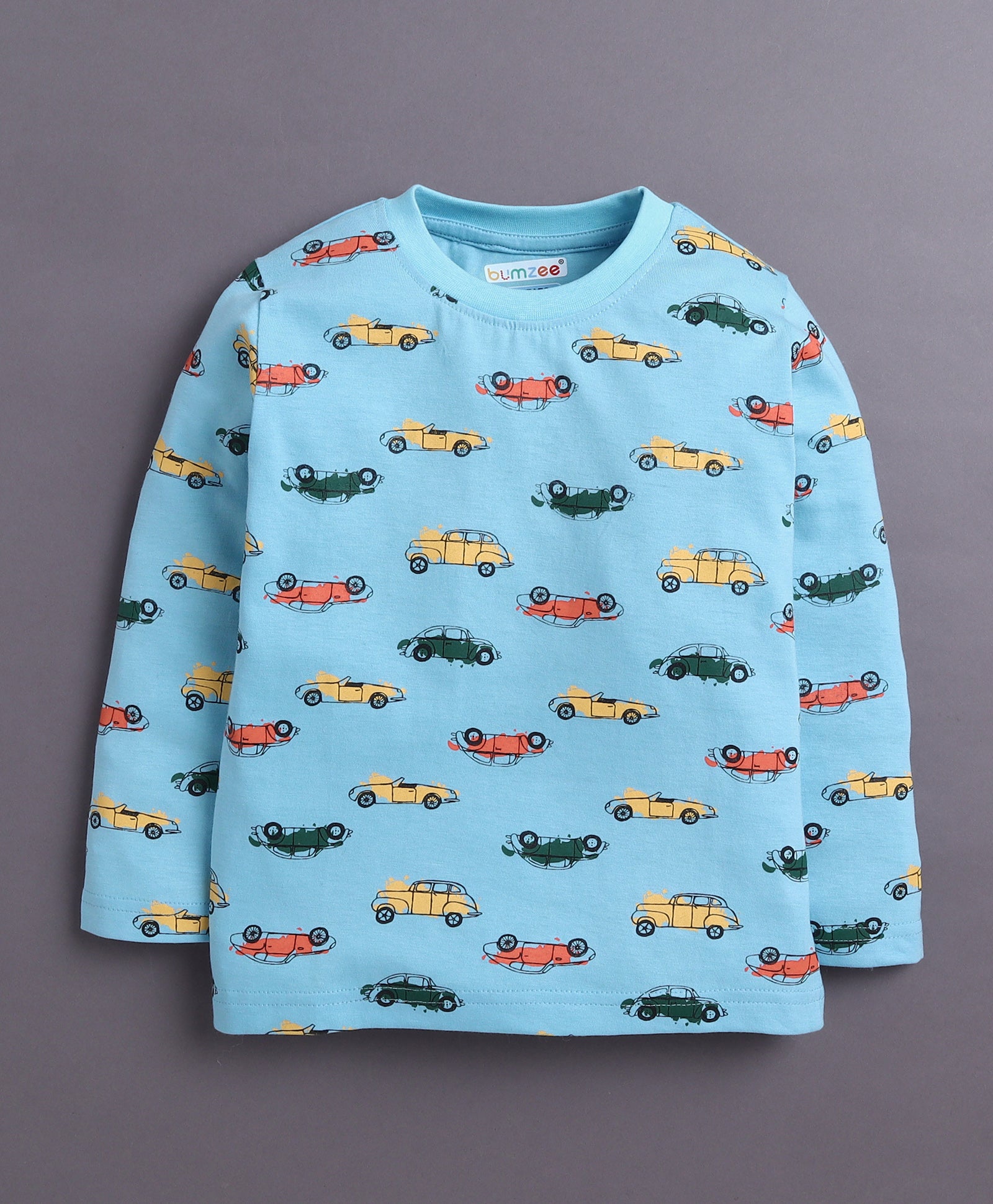 Sky Blue Boys Full Sleeves Cotton T-Shirt & Pyjama Set