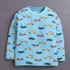 Sky Blue Boys Full Sleeves Cotton T-Shirt & Pyjama Set