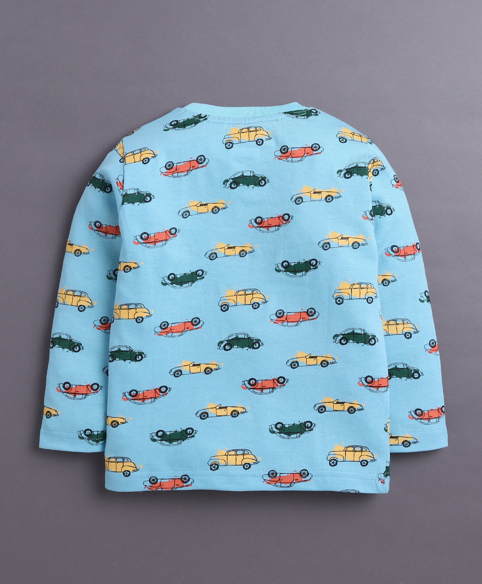 Sky Blue Boys Full Sleeves Cotton T-Shirt & Pyjama Set