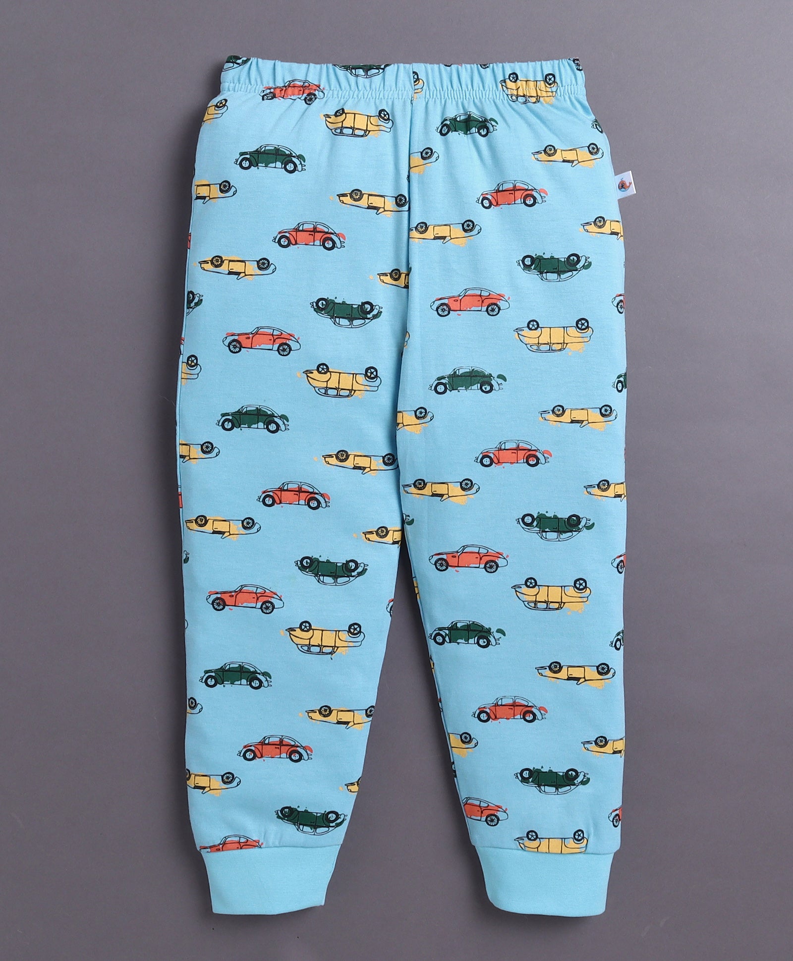 Sky Blue Boys Full Sleeves Cotton T-Shirt & Pyjama Set
