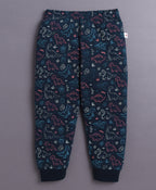 Bumzee Navy Animal Print T-Shirt & Pyjama Set, Full Sleeves, 100% Cotton (Style Peb10890)