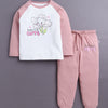 Pink & White Girls Full Sleeves Cotton T-Shirt & Pyjama Set