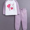 Lavender & White Girls Full Sleeves Cotton T-Shirt & Pyjama Set