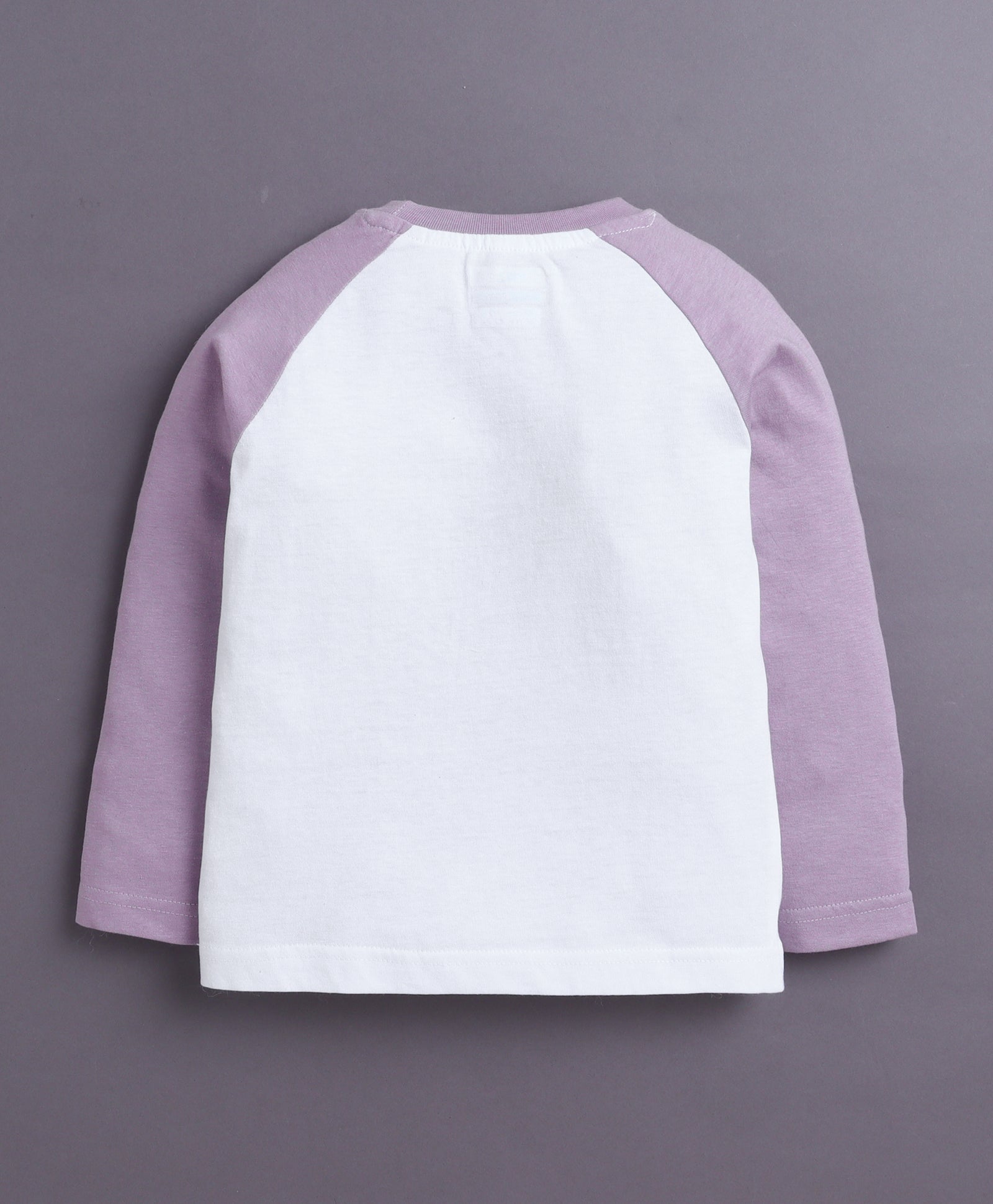 Lavender & White Girls Full Sleeves Cotton T-Shirt & Pyjama Set