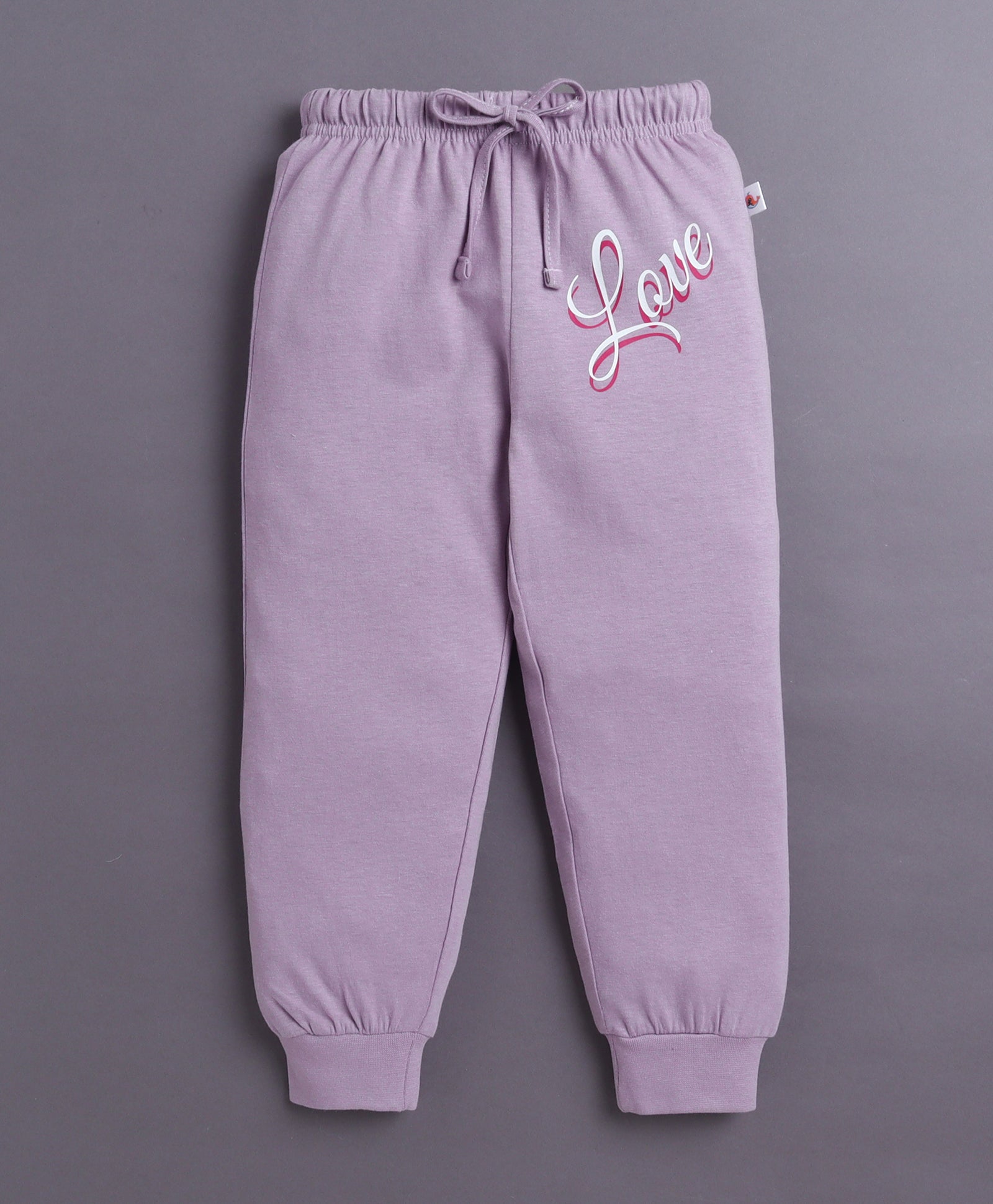 Lavender & White Girls Full Sleeves Cotton T-Shirt & Pyjama Set