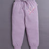 Lavender & White Girls Full Sleeves Cotton T-Shirt & Pyjama Set