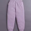 Lavender & White Girls Full Sleeves Cotton T-Shirt & Pyjama Set