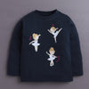 Navy & Pink Girls Full Sleeves Cotton T-Shirt & Pyjama Set