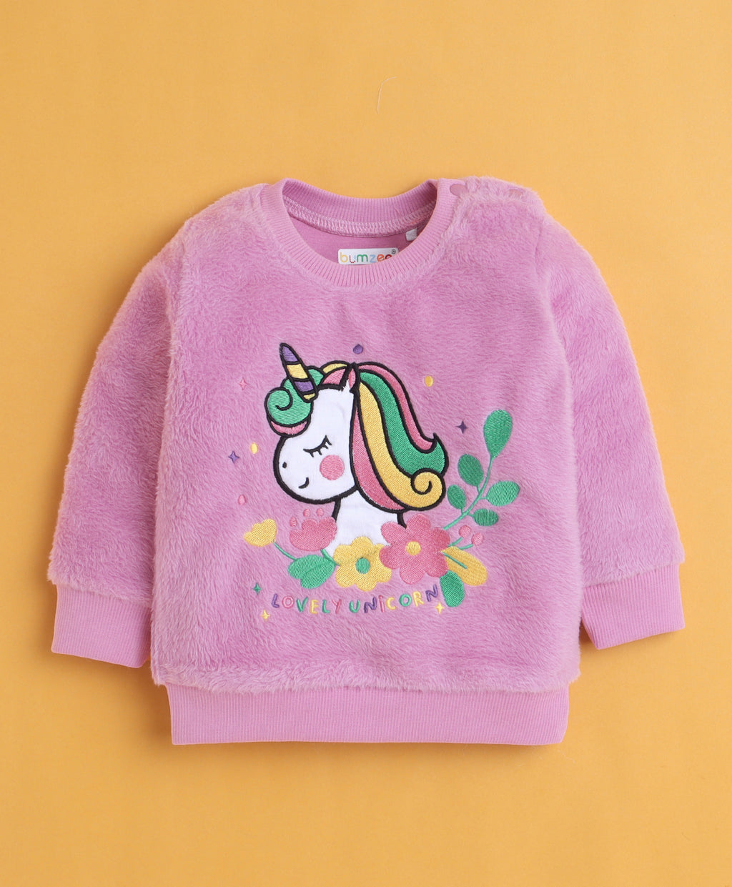 Bumzee Lilac & Blue Embroidered Sweatshirt & Jogger Set, Full Sleeves