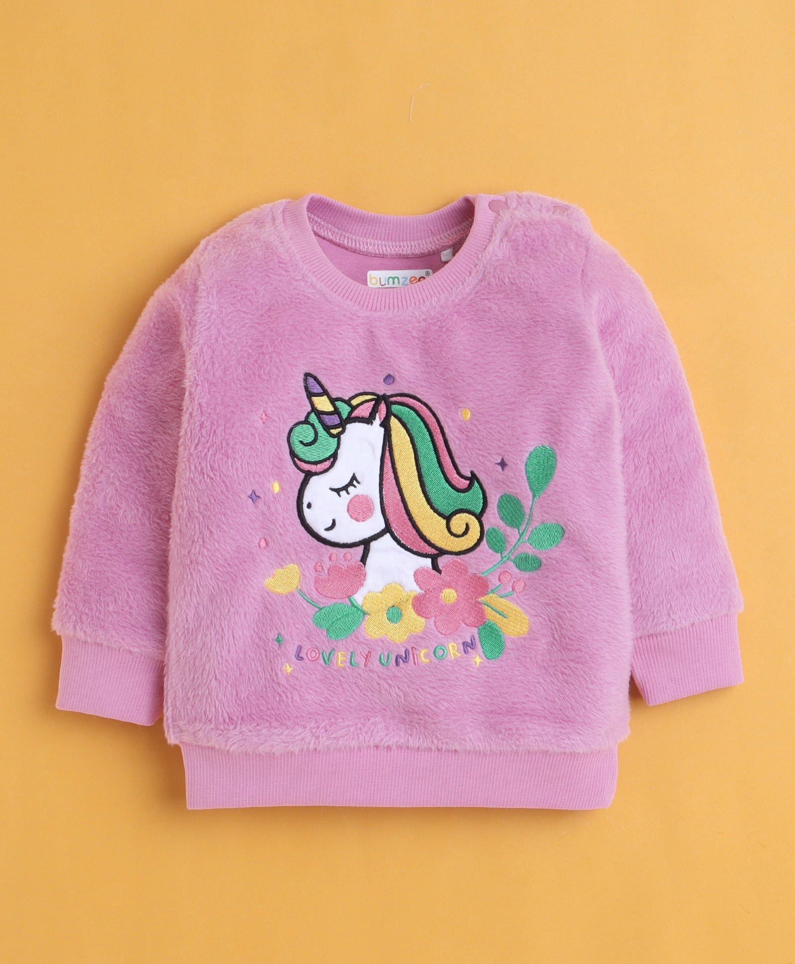 Lilac & Blue Girls Full Sleeves Sweatshirt & Jogger Set