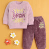 Mauve & Pink Girls Full Sleeves Sweatshirt & Jogger Set