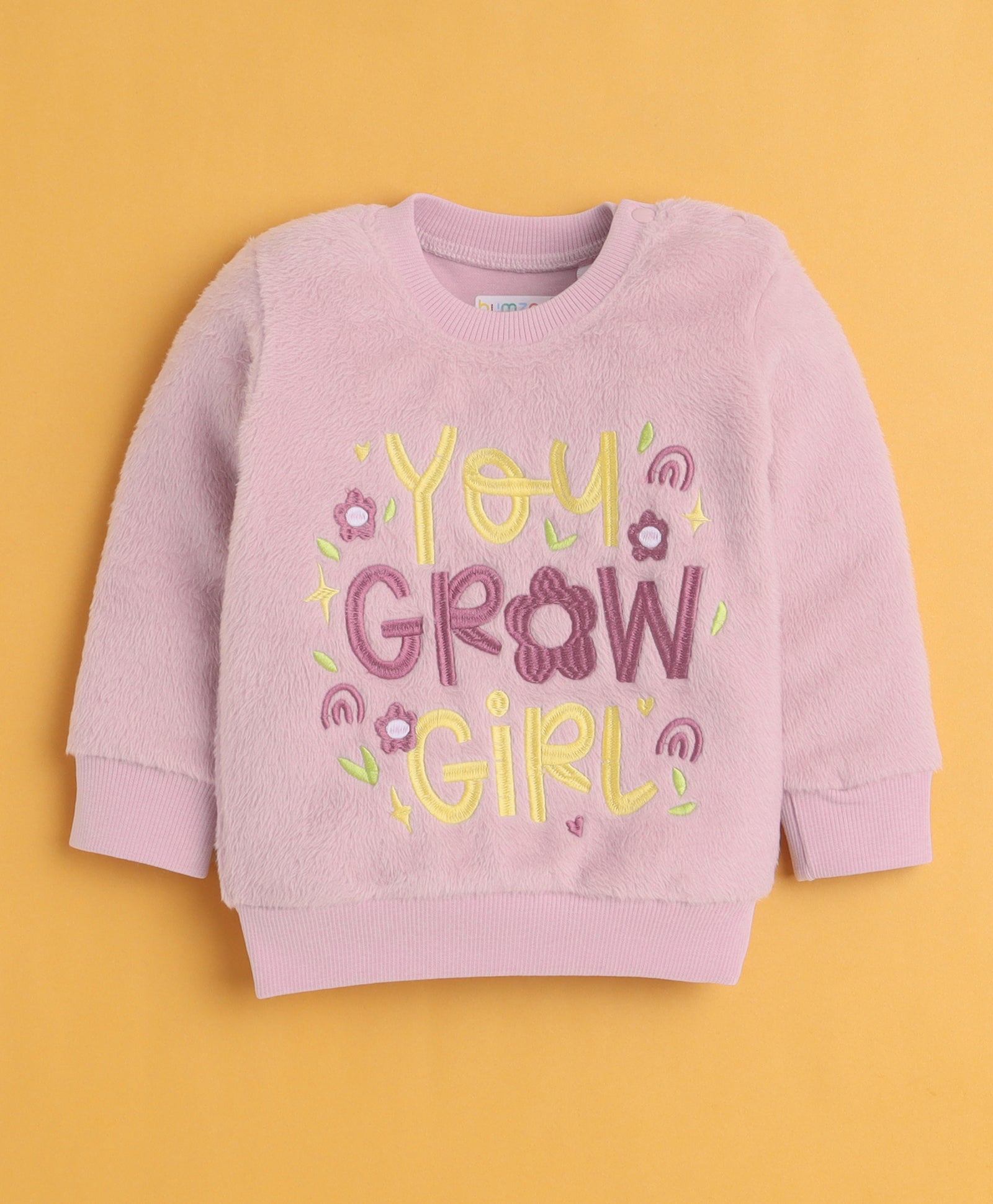 Mauve & Pink Girls Full Sleeves Sweatshirt & Jogger Set