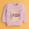 Mauve & Pink Girls Full Sleeves Sweatshirt & Jogger Set