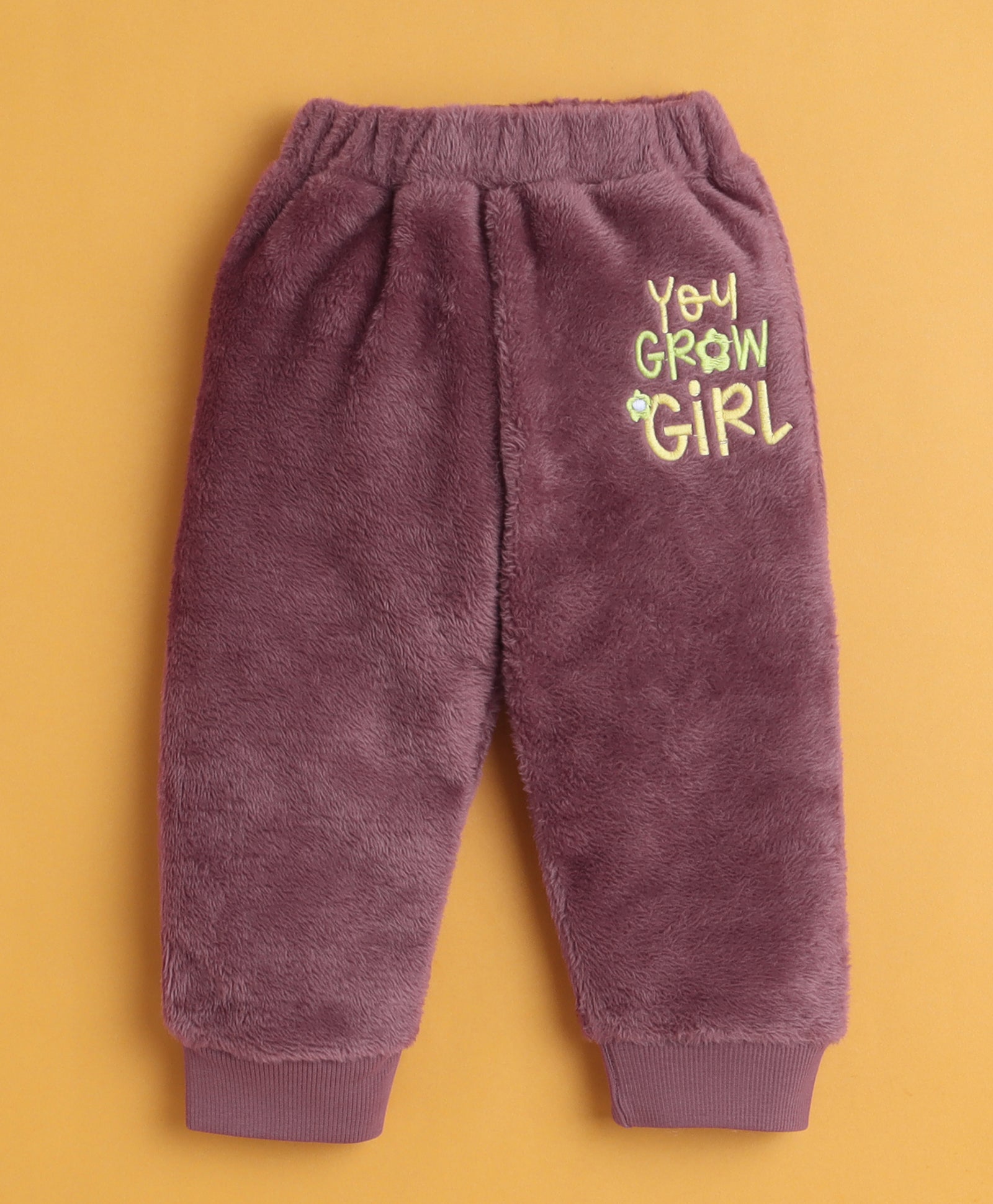 Mauve & Pink Girls Full Sleeves Sweatshirt & Jogger Set