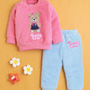 Pink & Sky Blue Girls Full Sleeves Sweatshirt & Jogger Set