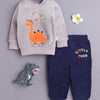 Grey & Navy Boys Full Sleeves Sweatshirt & Jogger Set