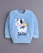 Bumzee Blue Embroidered Sweatshirt & Jogger Set, Full Sleeves