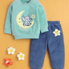 Sea Green & Blue Boys Full Sleeves Sweatshirt & Jogger Set