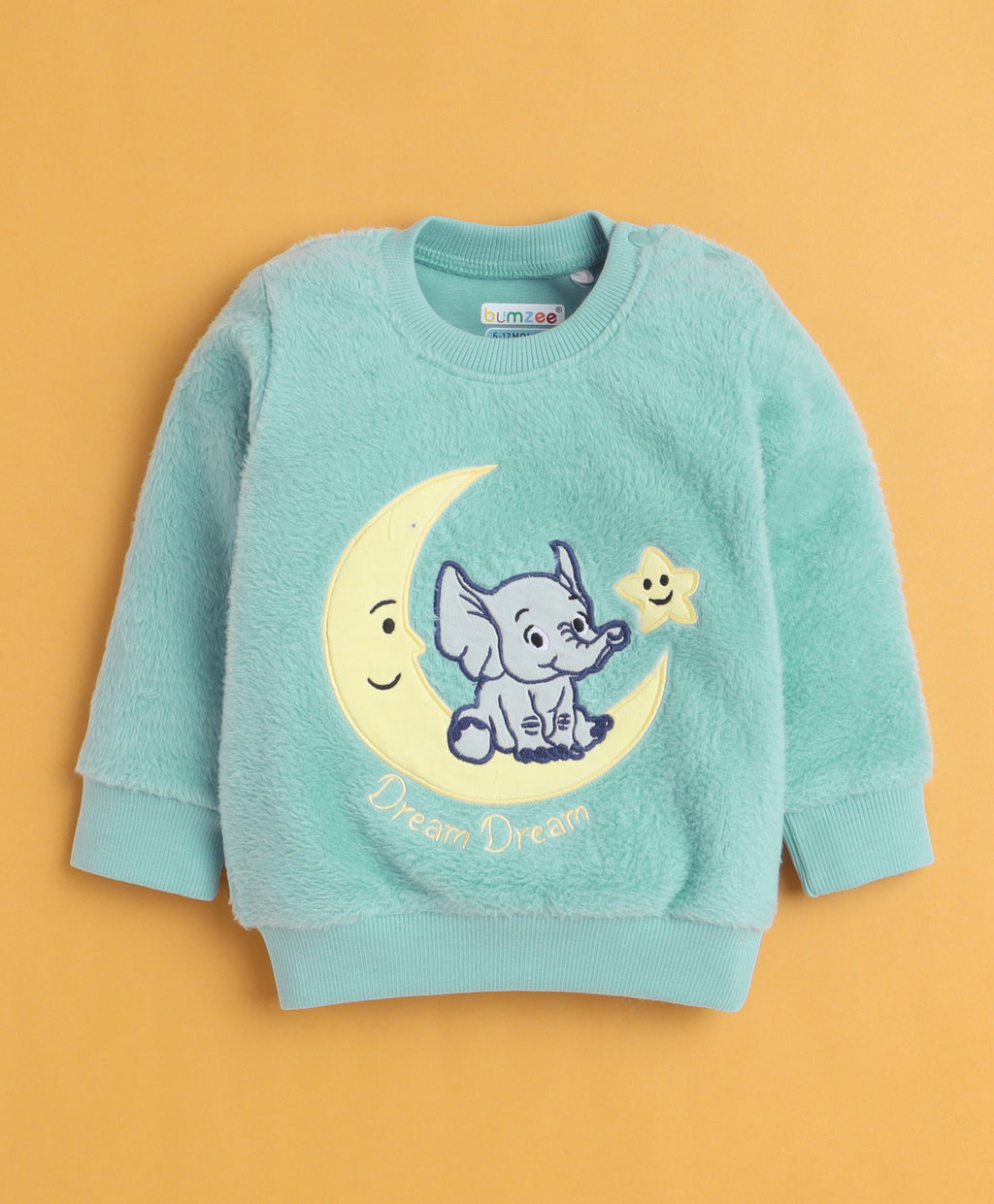 Bumzee Sea Green & Blue Embroidered Sweatshirt & Jogger Set, Full Sleeves