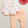 Peach & White Baby Girls Full Sleeves Jabla & Pyjama Set