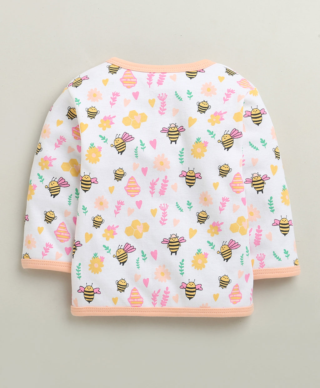 Bumzee Peach & White Animal Print Jabla & Pyjama Set, Full Sleeves, 100% Cotton
