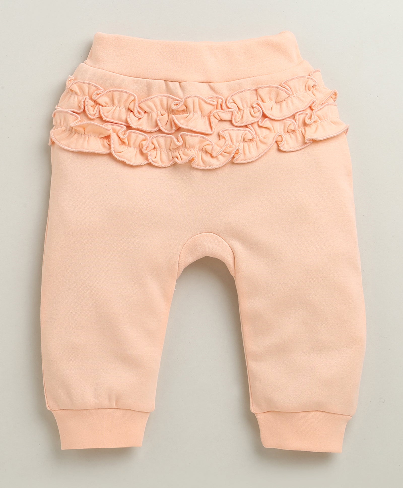 Peach & White Baby Girls Full Sleeves Jabla & Pyjama Set