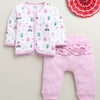 Lilac & White Baby Girls Full Sleeves Jabla & Pyjama Set