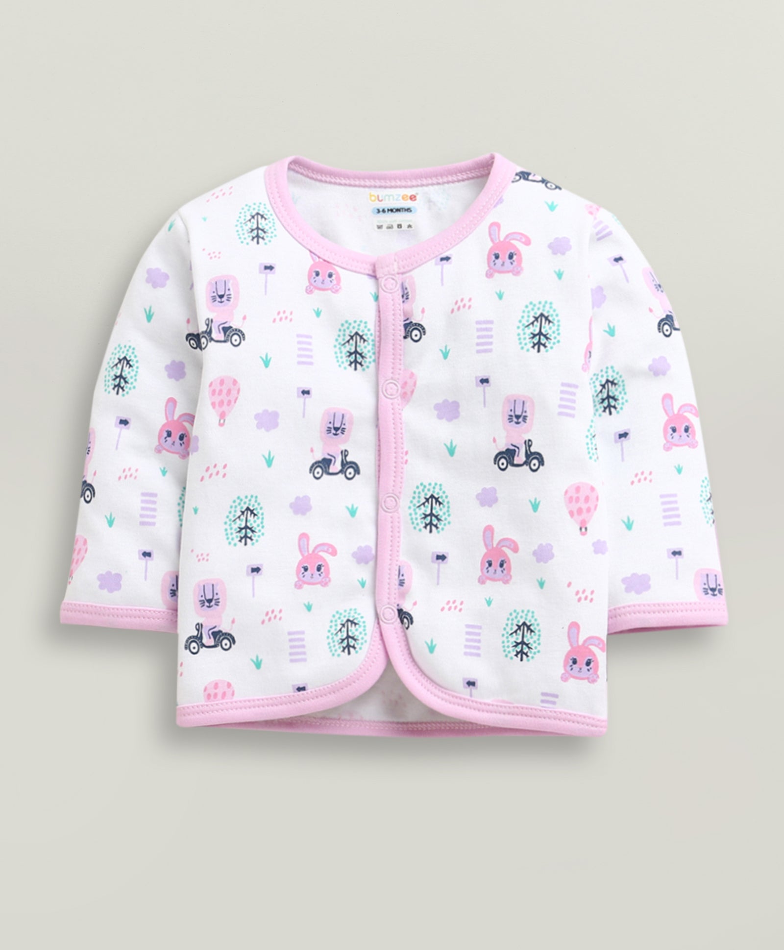 Lilac & White Baby Girls Full Sleeves Jabla & Pyjama Set