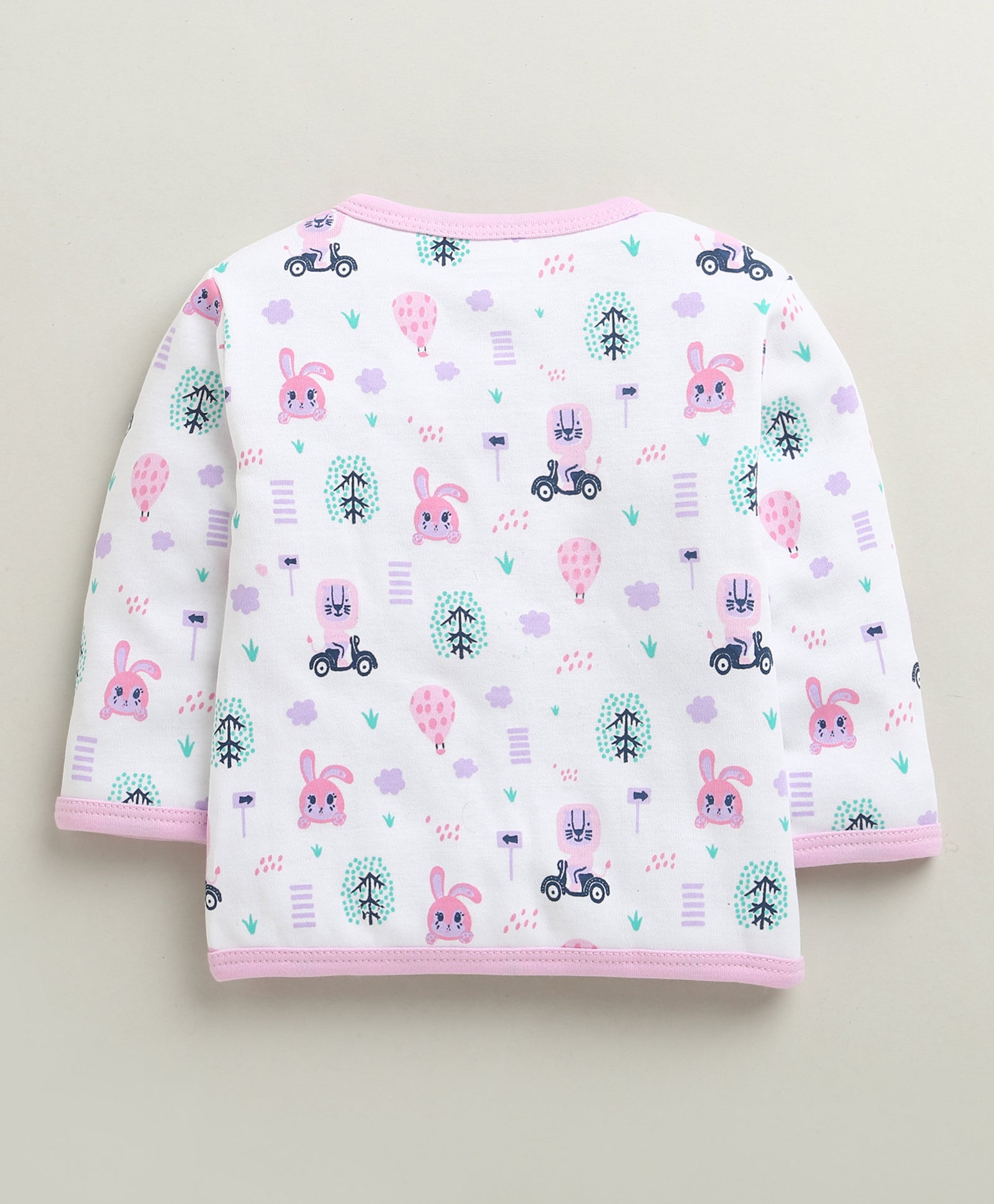 Lilac & White Baby Girls Full Sleeves Jabla & Pyjama Set