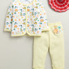 Yellow & White Baby Boys Full Sleeves Jabla & Pyjama Set