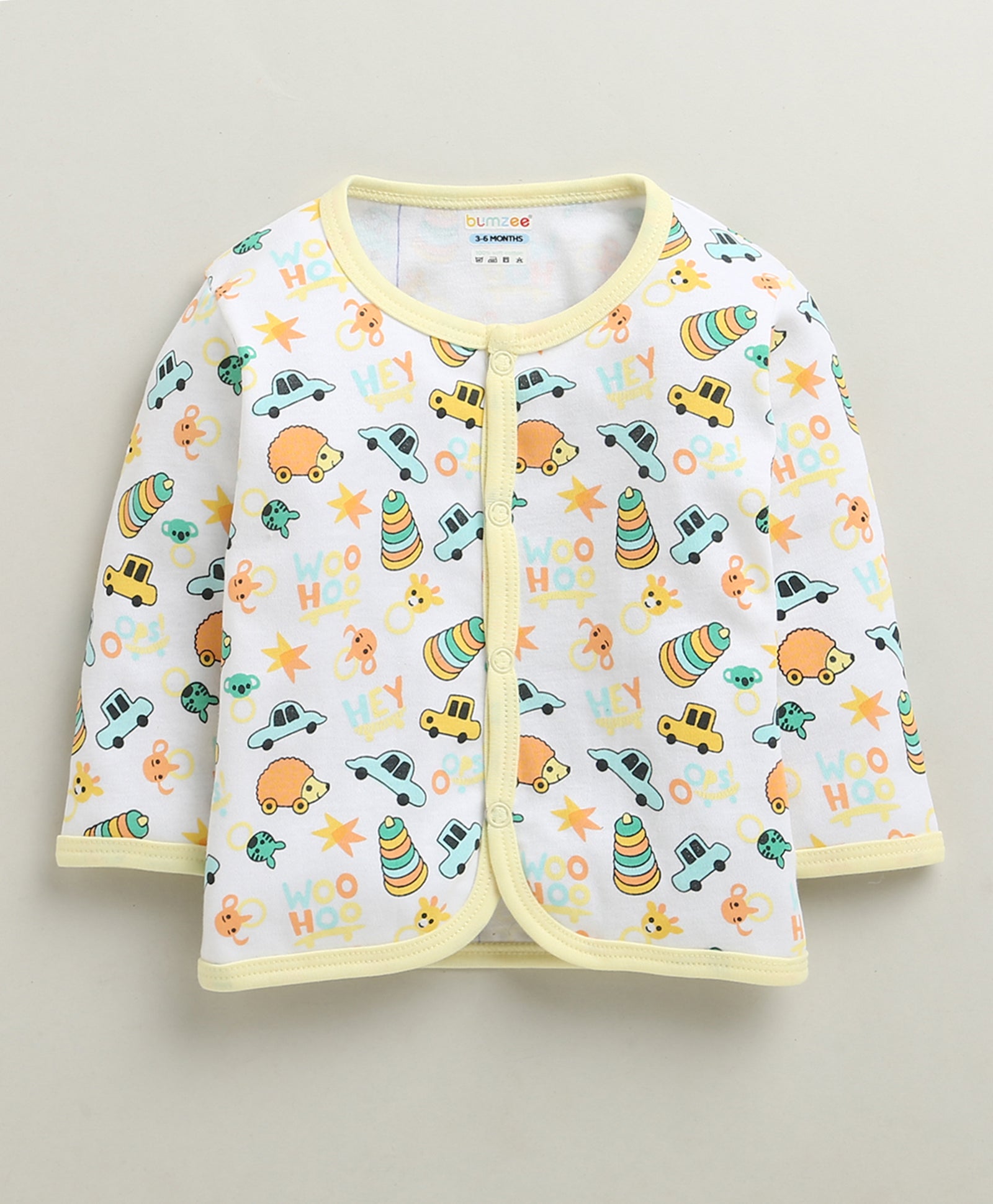 Yellow & White Baby Boys Full Sleeves Jabla & Pyjama Set