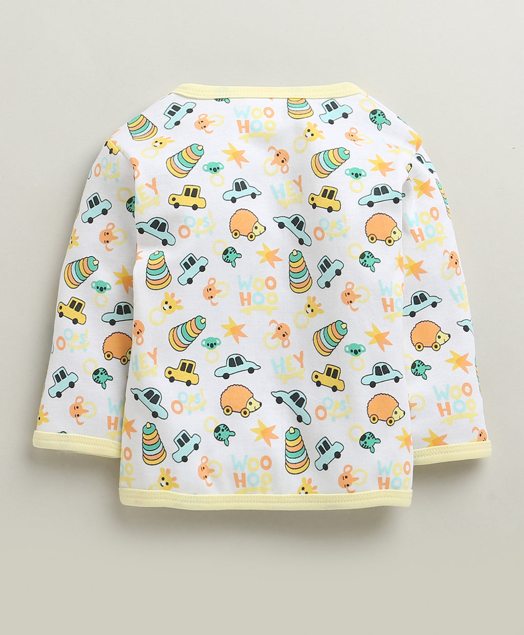 Bumzee Yellow & White Animal Print Jabla & Pyjama Set, Full Sleeves, 100% Cotton
