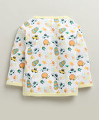 Bumzee Yellow & White Animal Print Jabla & Pyjama Set, Full Sleeves, 100% Cotton