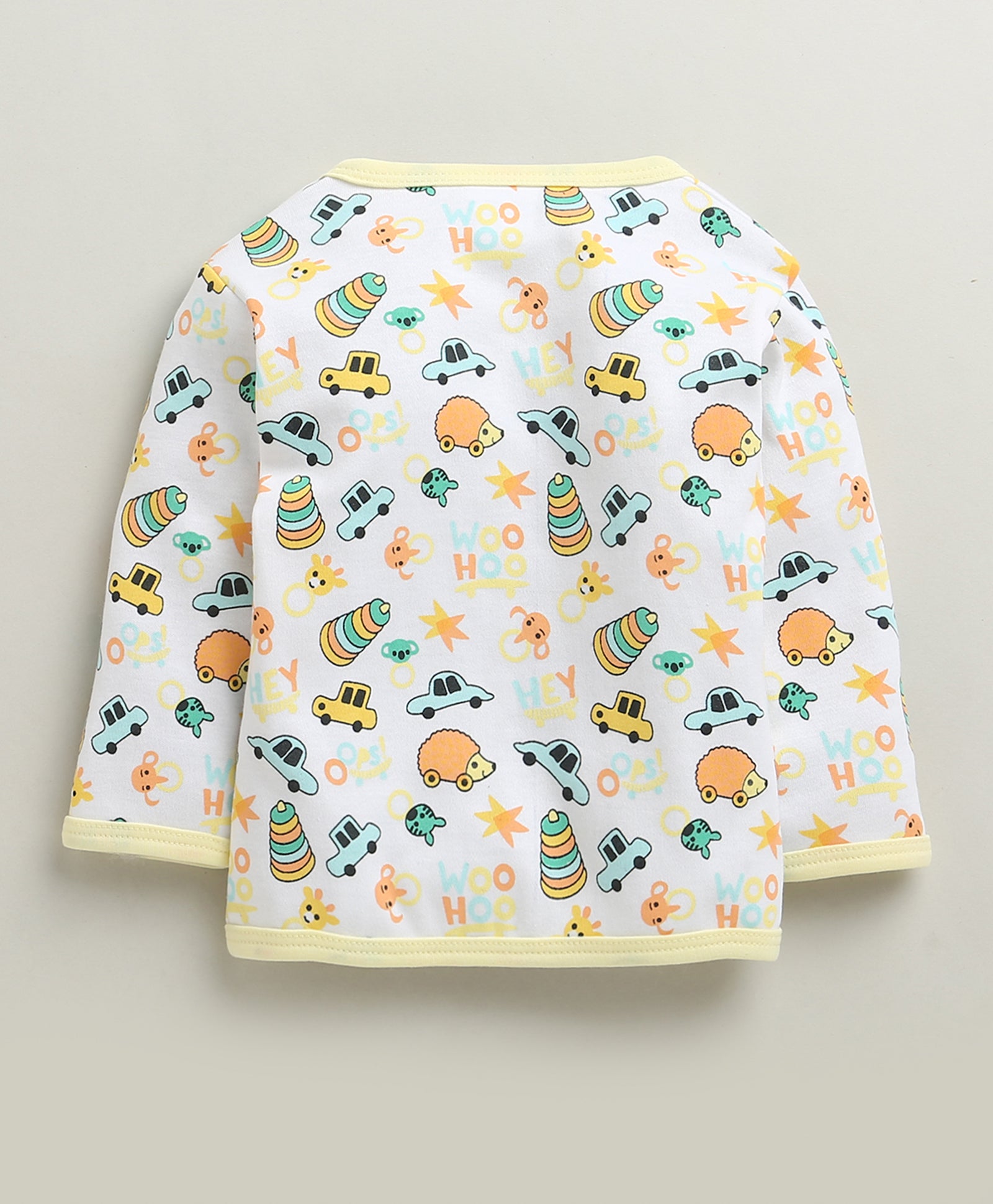 Yellow & White Baby Boys Full Sleeves Jabla & Pyjama Set