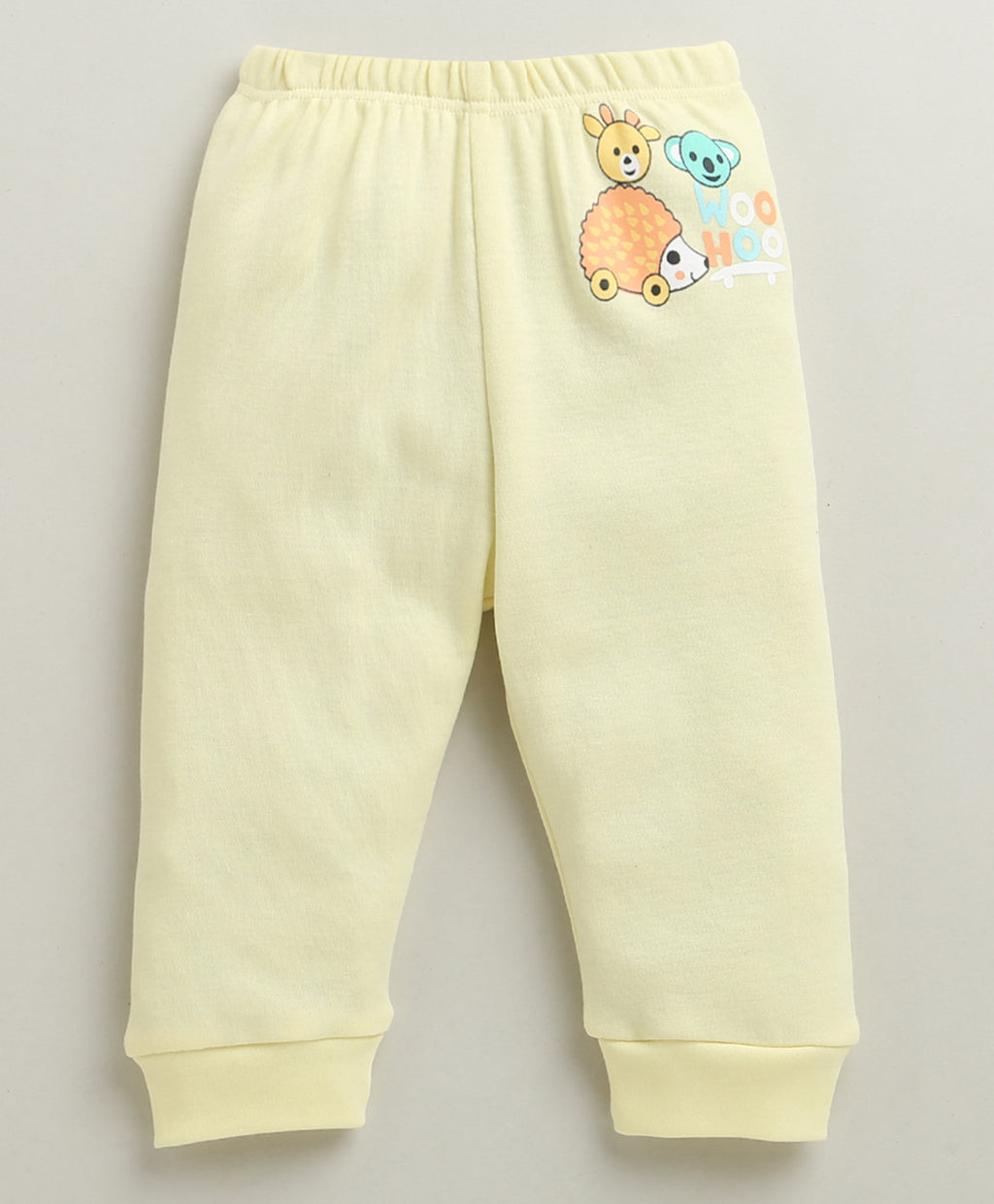 Bumzee Yellow & White Animal Print Jabla & Pyjama Set, Full Sleeves, 100% Cotton