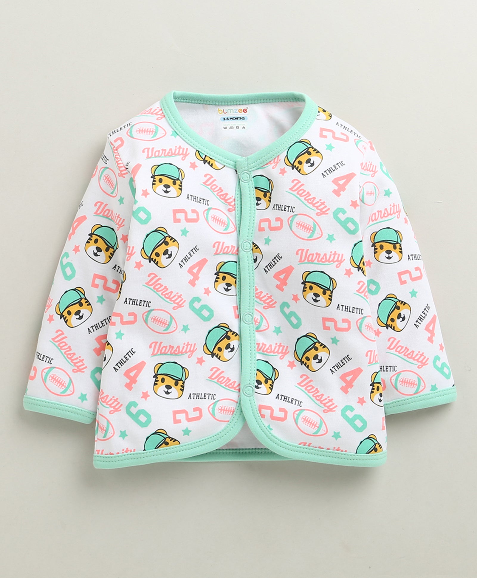 Mint Green & White Baby Boys Full Sleeves Jabla & Pyjama Set