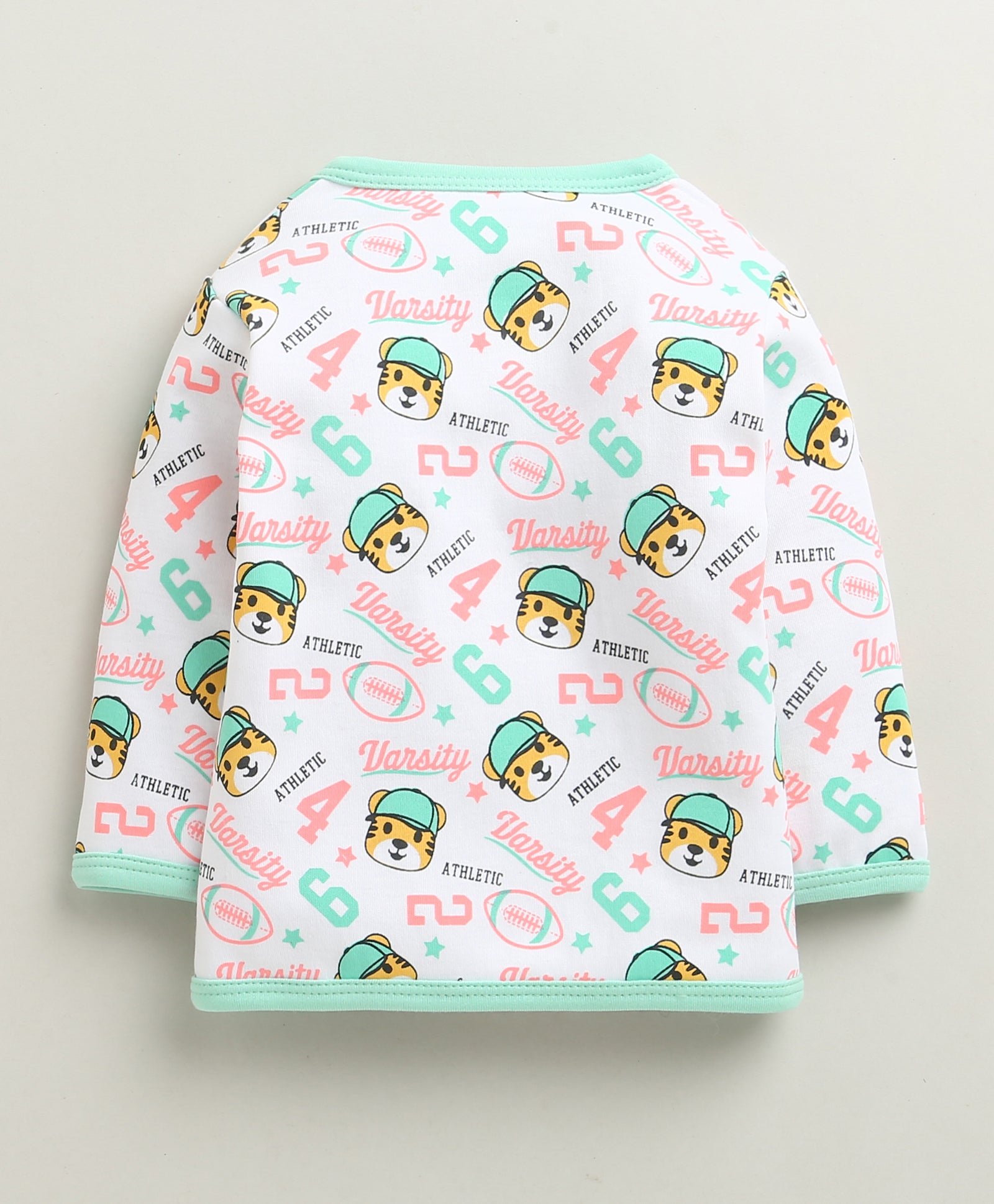 Mint Green & White Baby Boys Full Sleeves Jabla & Pyjama Set