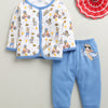 Blue & White Baby Boys Full Sleeves Jabla & Pyjama Set