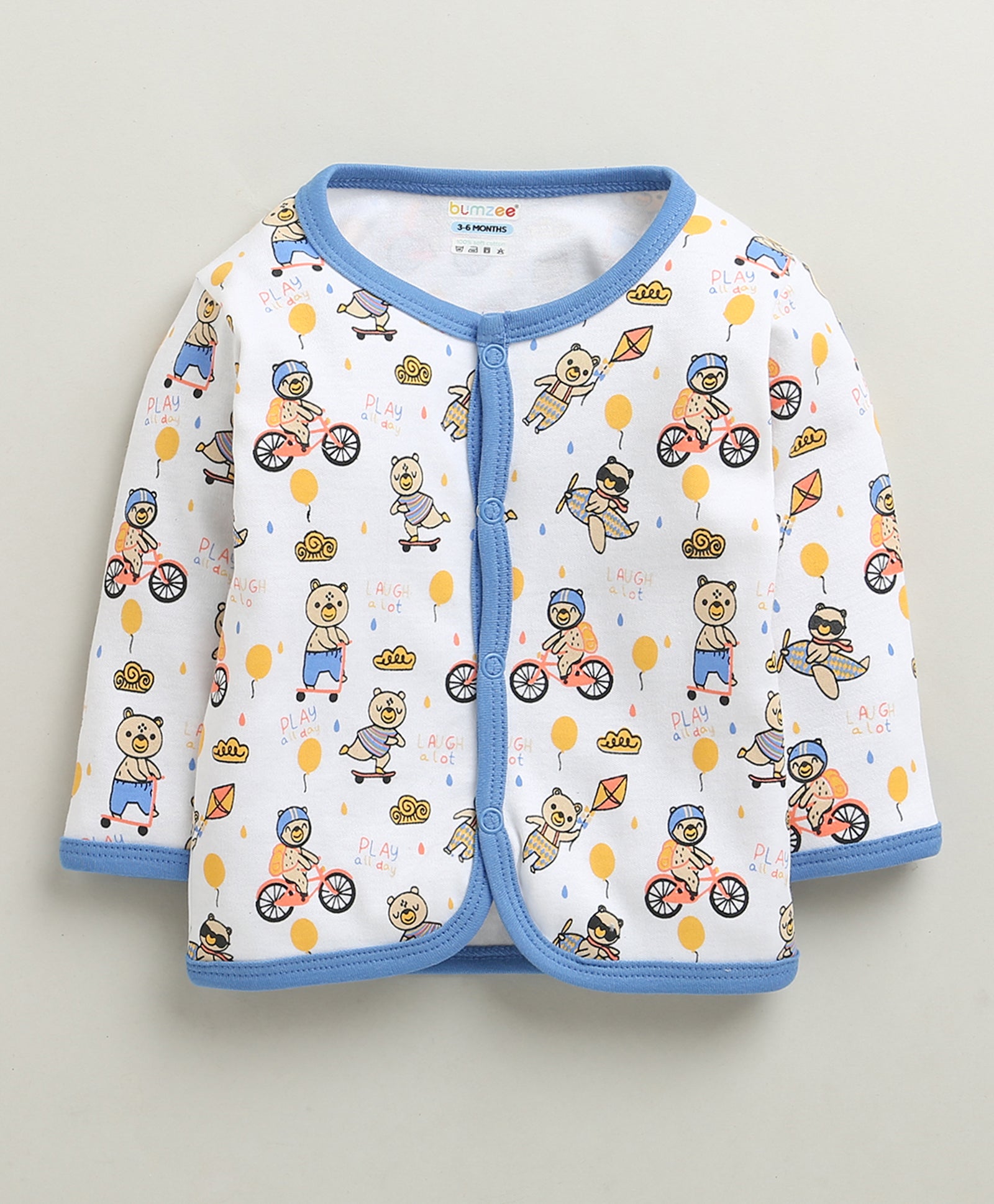 Blue & White Baby Boys Full Sleeves Jabla & Pyjama Set