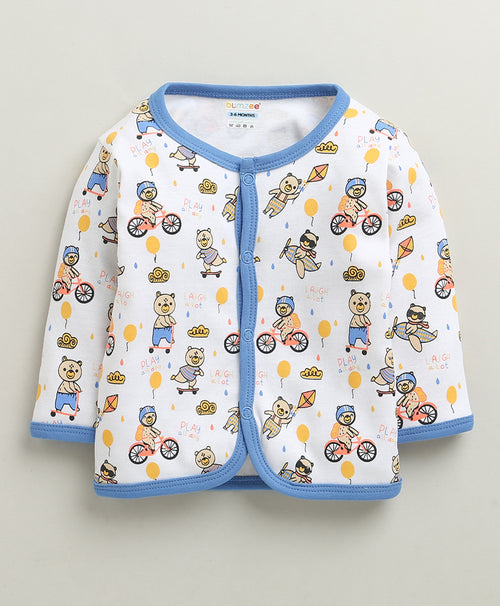 Blue & White Baby Boys Full Sleeves Jabla & Pyjama Set